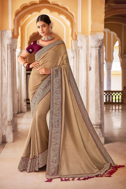 Pearl Gold Vichitra Banarasi Saree