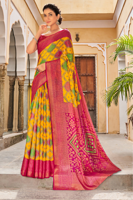 Summer Yellow Brasso Patola Saree