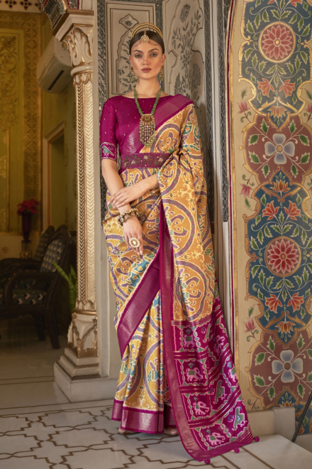 Canary Mustard Rapier Silk Pochampally Saree