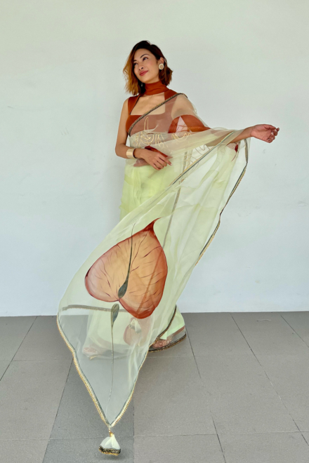 Isha Borah - Creamy White Organza Fashion Saree
