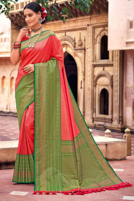 Elegant Red Silk Blend Kanjivaram Saree
